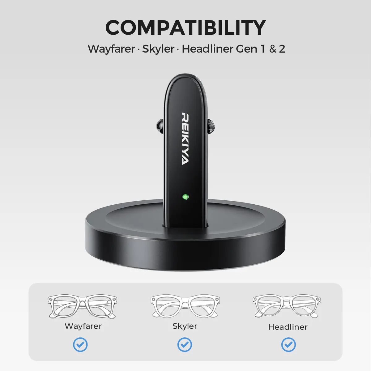 REIKIYA Charging Stand for Ray-Ban Meta Wayfarer/Headliner/Skyler Smart Glasses | 5W USB-C Dock - view 2