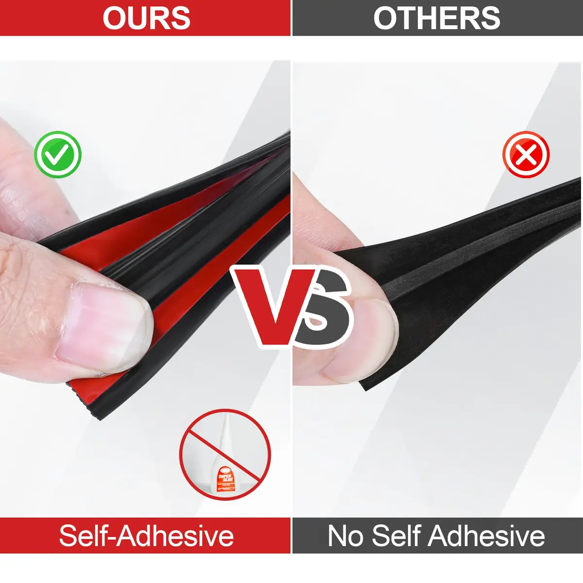 ToLanbbt EPDM Rubber Edge Trim U Channel 2.4mm (10ft) | Self-Adhesive Seal for Car Doors & Metal Edges - view 5