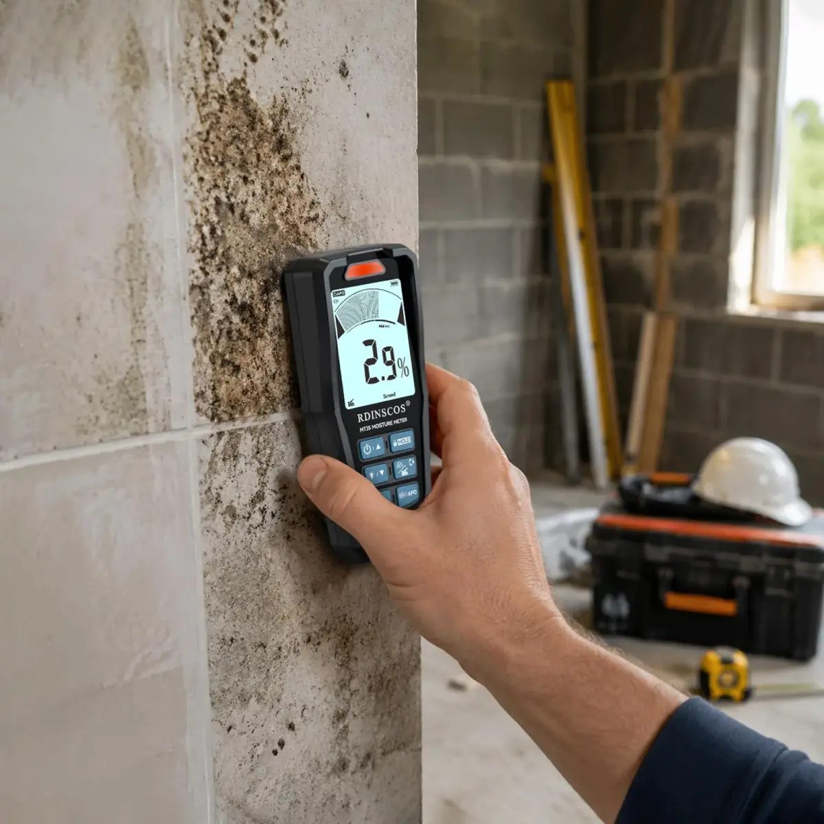 RDINSCOS Pinless Moisture Meter for Drywall & Concrete, Black | Non-Invasive Surface Scanner - view 3