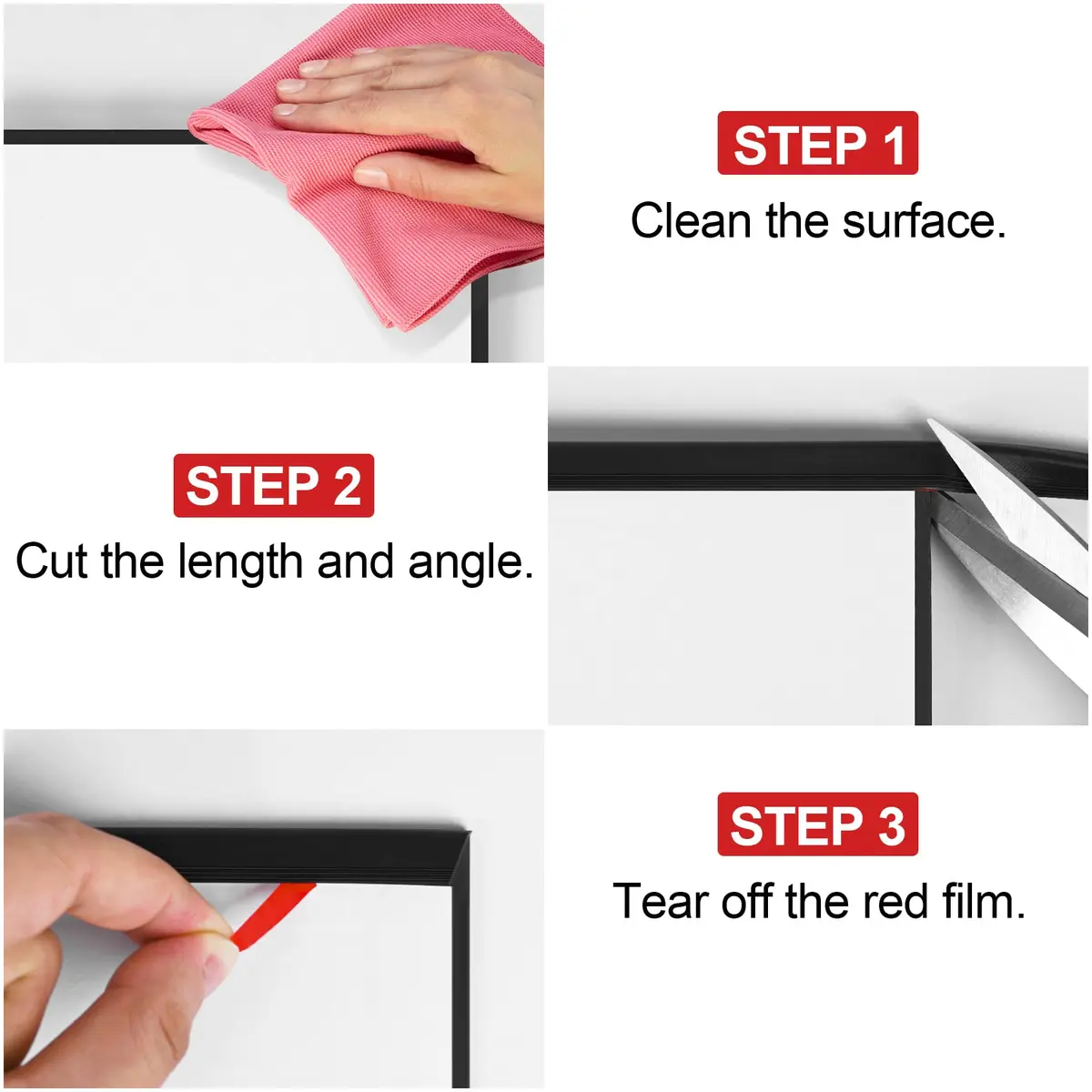 ToLanbbt Black EPDM Rubber Edge Trim 6.4mm (1/4") x 20ft | Self-Adhesive U Channel Seal for Cars & Metal Edges - view 6
