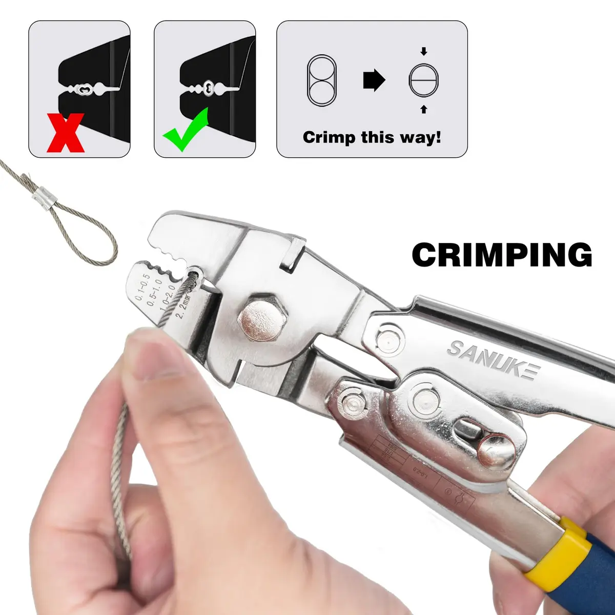 Sanuke Wire Rope Crimping Tool Kit with 150Pcs Crimp Sleeves & 10 Thimbles | Heavy Duty Stainless Steel Swager - view 6