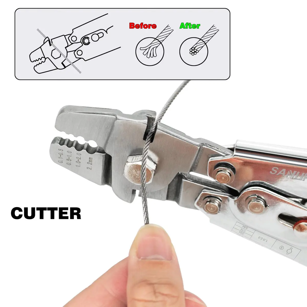 Sanuke Wire Rope Crimping Tool Kit with 150Pcs Crimp Sleeves & 10 Thimbles | Heavy Duty Stainless Steel Swager - view 7