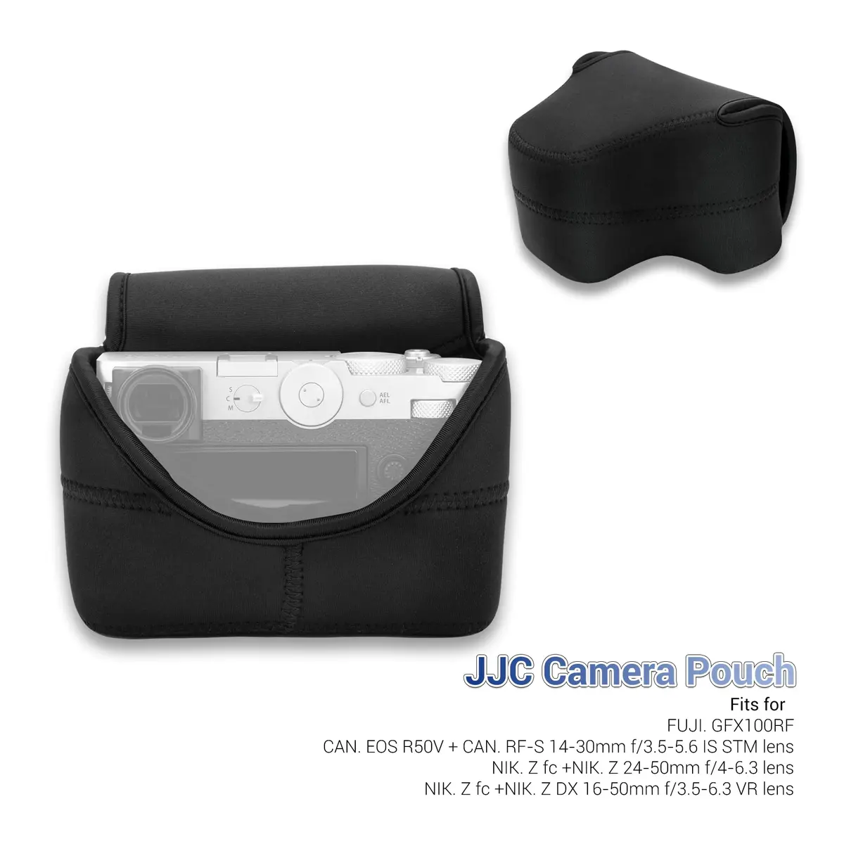 JJC Soft Neoprene Camera Case Pouch for Fujifilm GFX100RF with Original Lens Hood | Water-Resistant Protective Storage - view 7