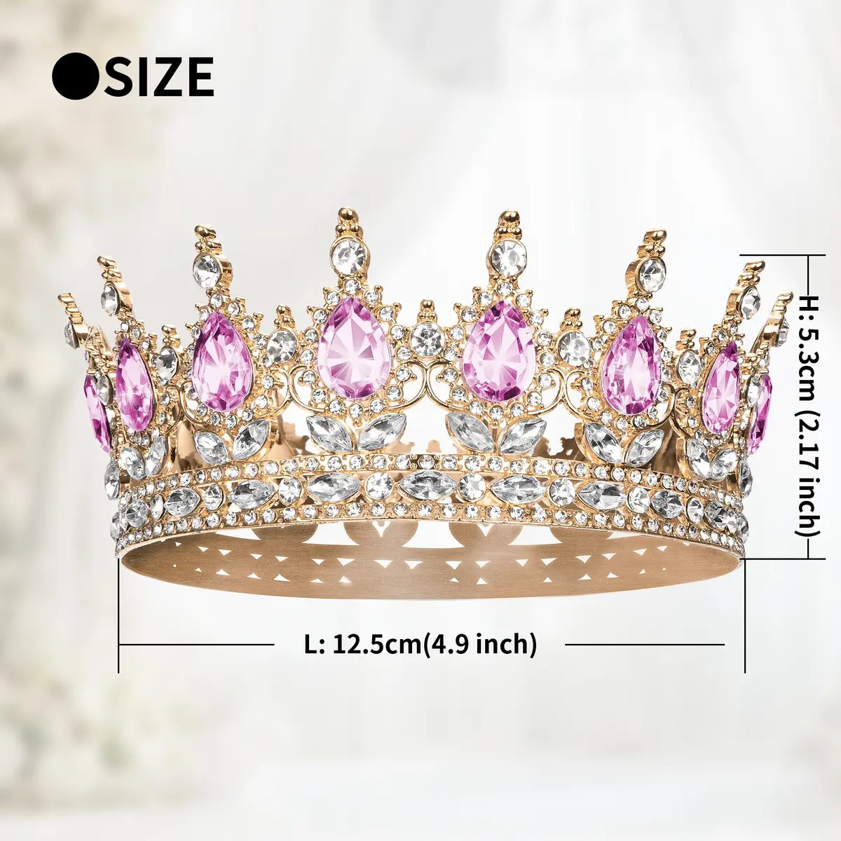 Onedor Queen Crown Tiara for Women, 4.9 inch Diameter | Sparkling Rhinestone Birthday Crown - view 2