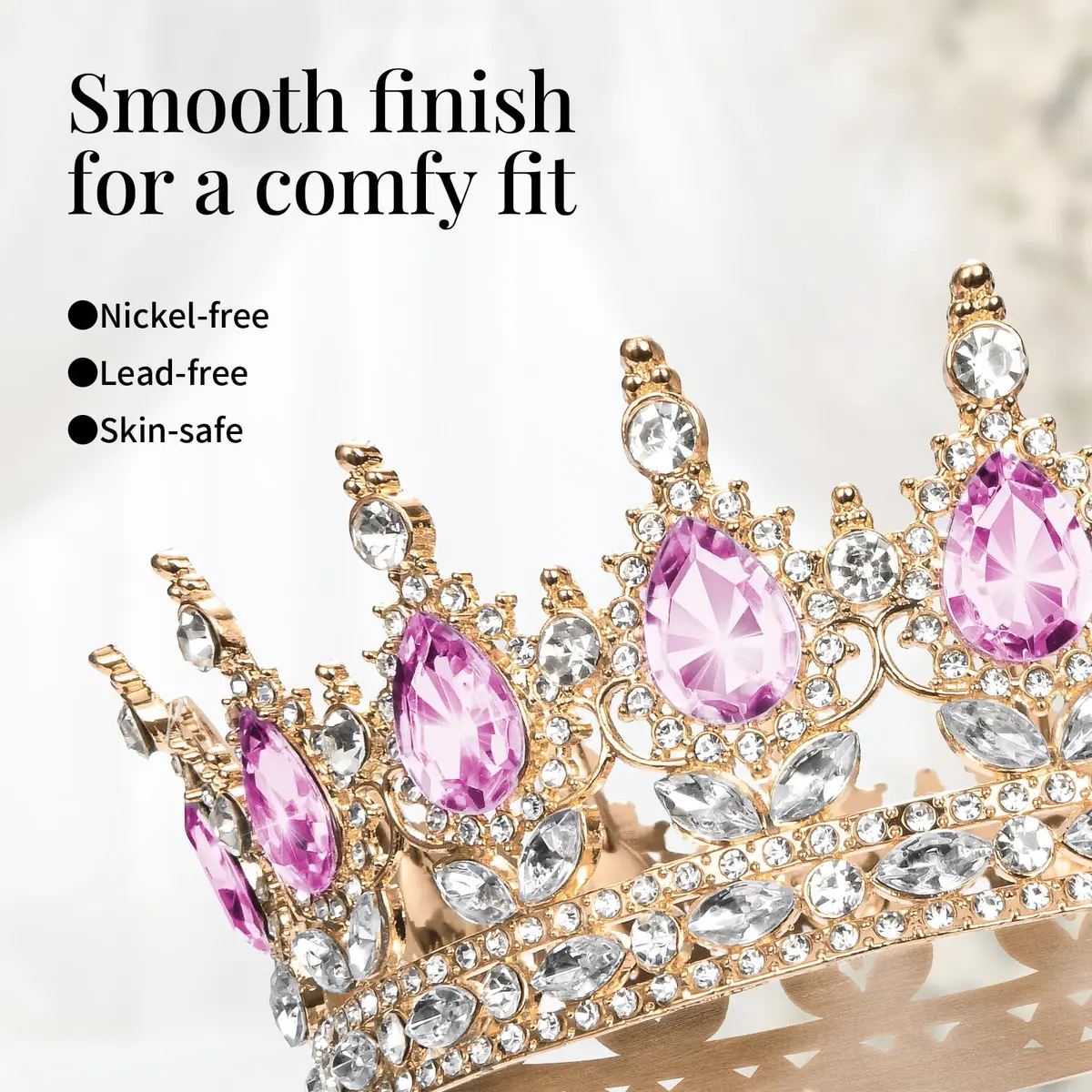 Onedor Queen Crown Tiara for Women, 4.9 inch Diameter | Sparkling Rhinestone Birthday Crown - view 3