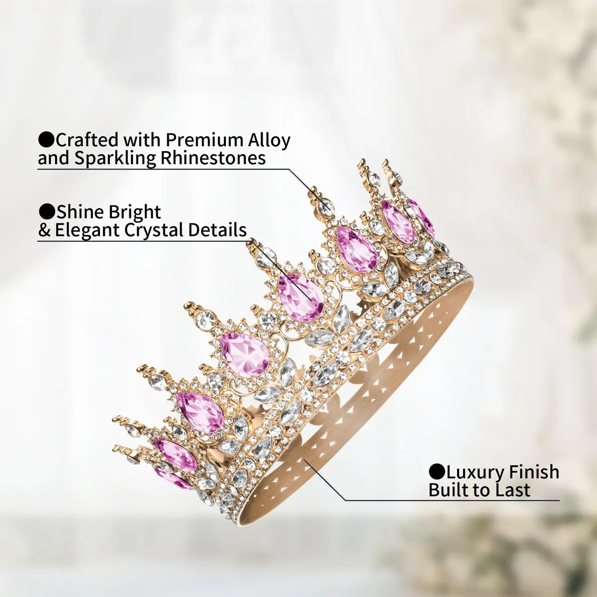 Onedor Queen Crown Tiara for Women, 4.9 inch Diameter | Sparkling Rhinestone Birthday Crown - view 4