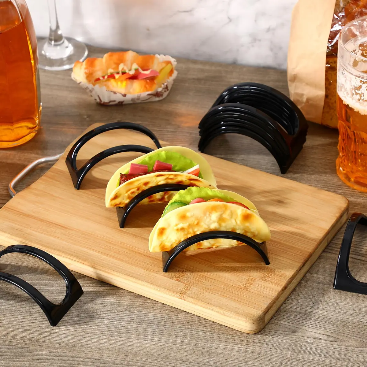 Baderke Black 48 pcs ITEM_STAND | Space-Saving Taco & Sandwich Holder (70-120 chars) - view 7