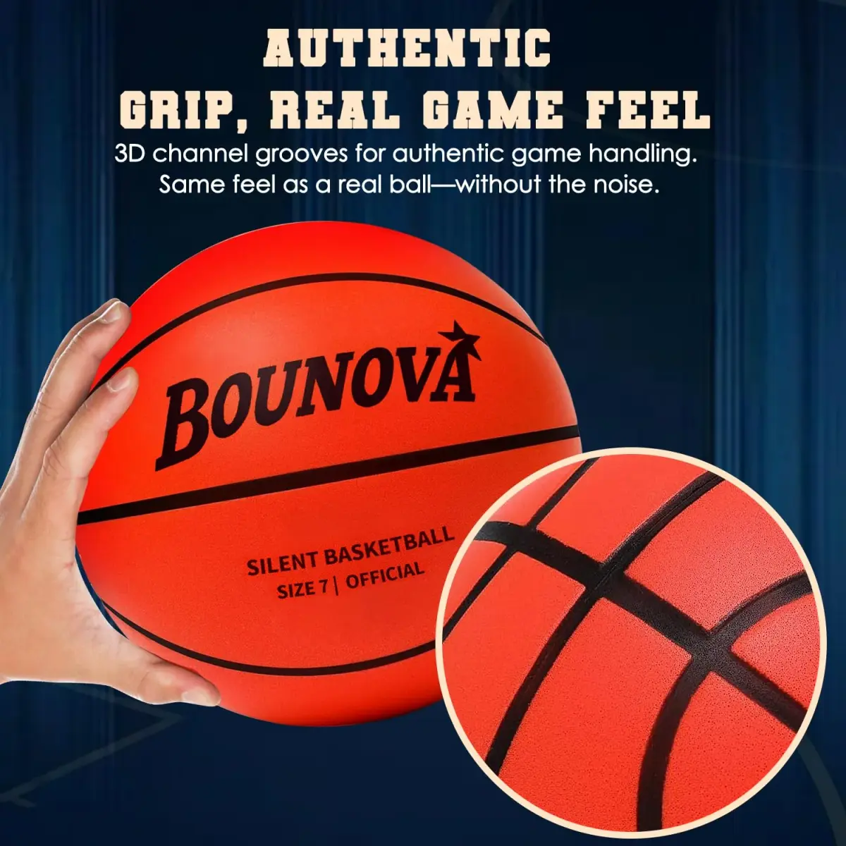 BOUNOVA Silent Basketball Size 7 (29.5") | Official Feel, Indoor Practice Ball - view 6