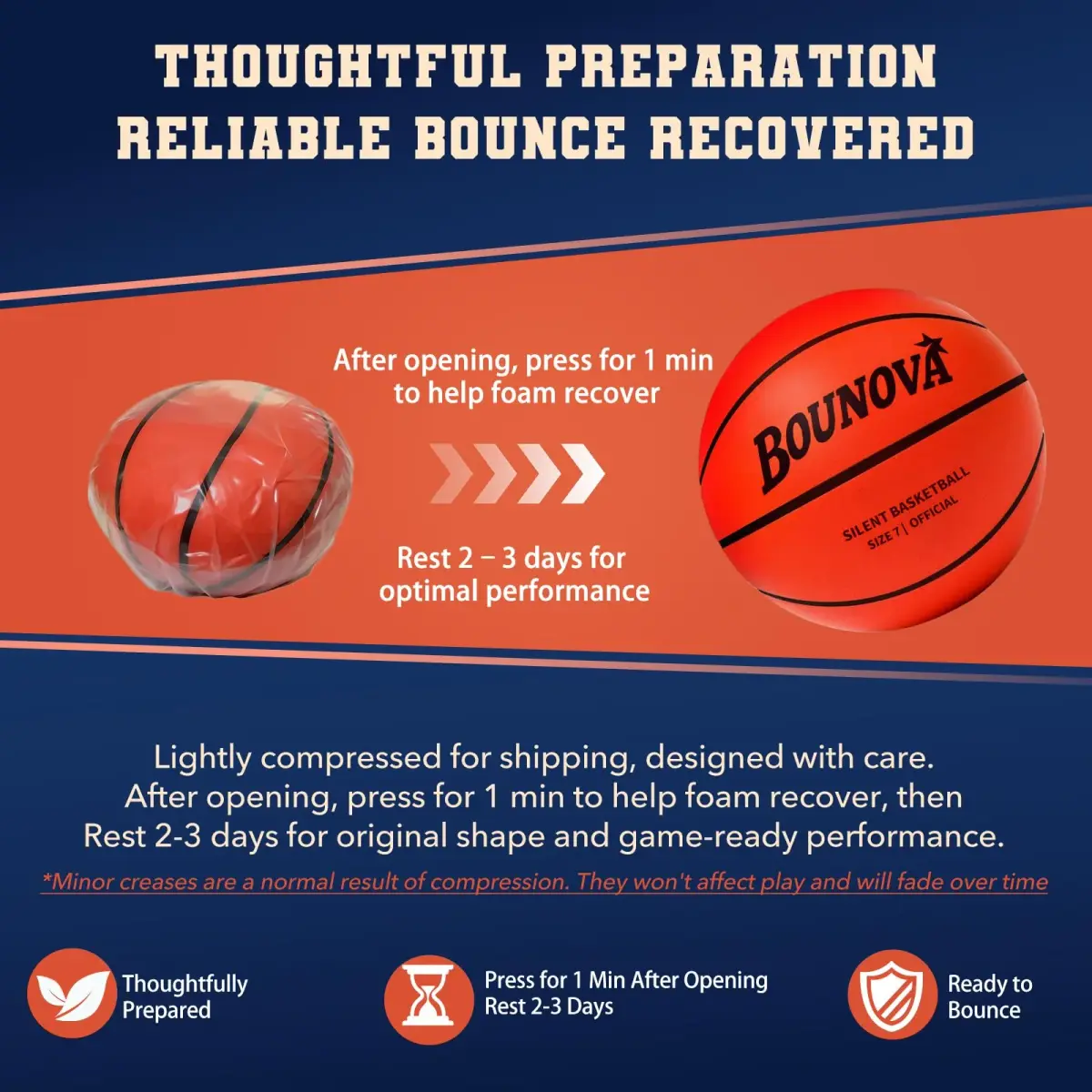 BOUNOVA Silent Basketball Size 7 (29.5") | Official Feel, Indoor Practice Ball - view 8