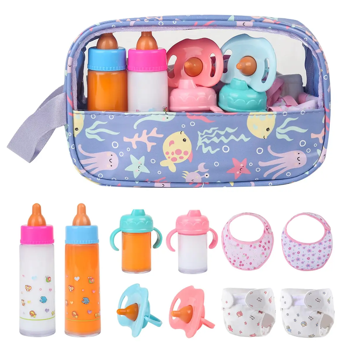 CARANOVO Baby Doll Accessories Set, 6 Pcs Feeding & Caring Kit | Realistic Role Play for 3+ Kids - main product image