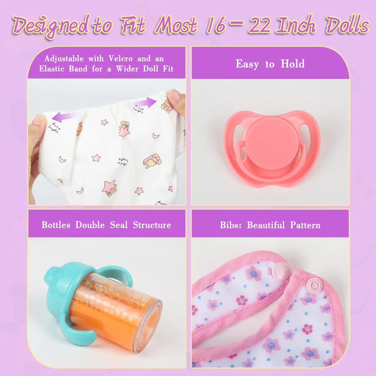 CARANOVO Baby Doll Accessories Set, 6 Pcs Feeding & Caring Kit | Realistic Role Play for 3+ Kids - view 7