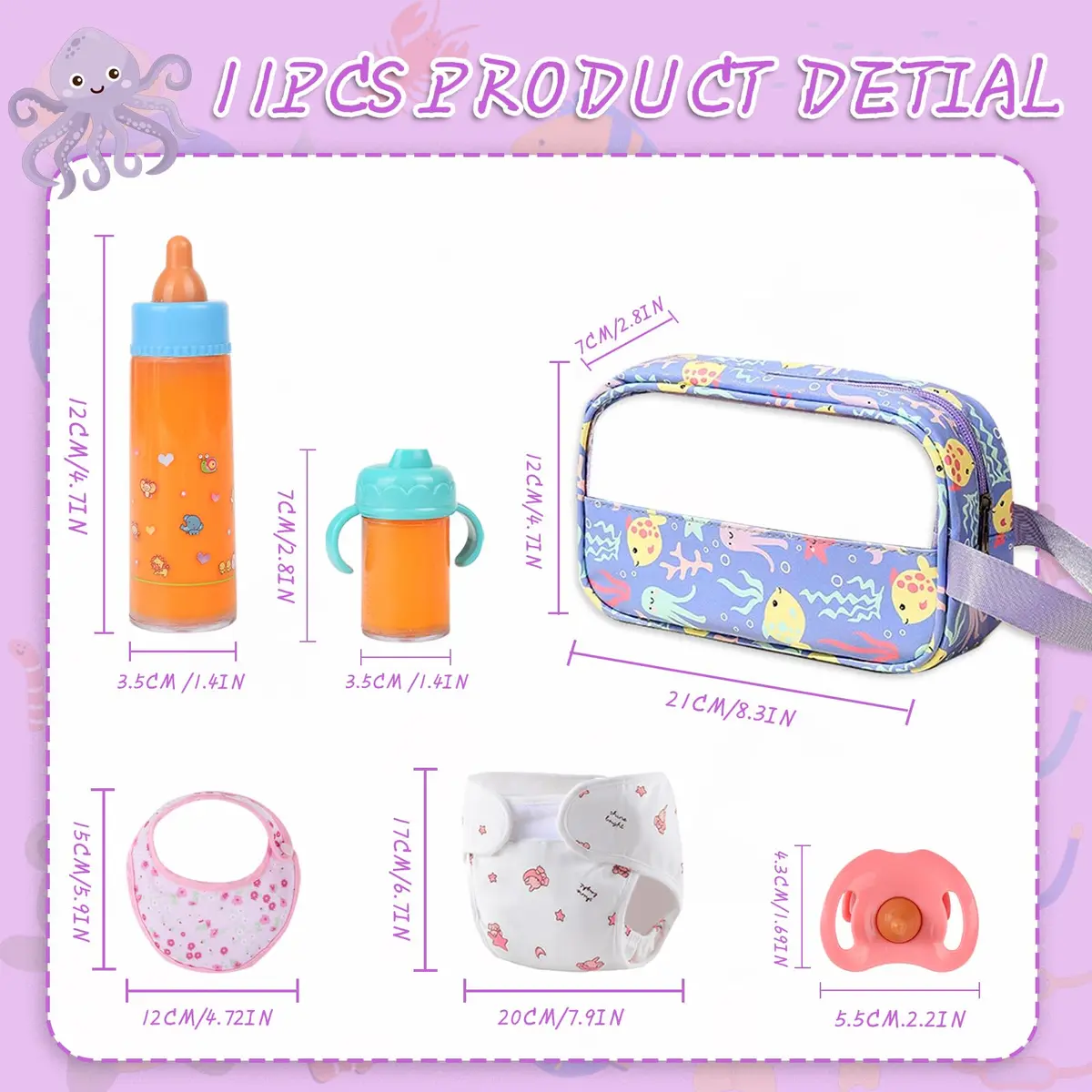 CARANOVO Baby Doll Accessories Set, 6 Pcs Feeding & Caring Kit | Realistic Role Play for 3+ Kids - view 3