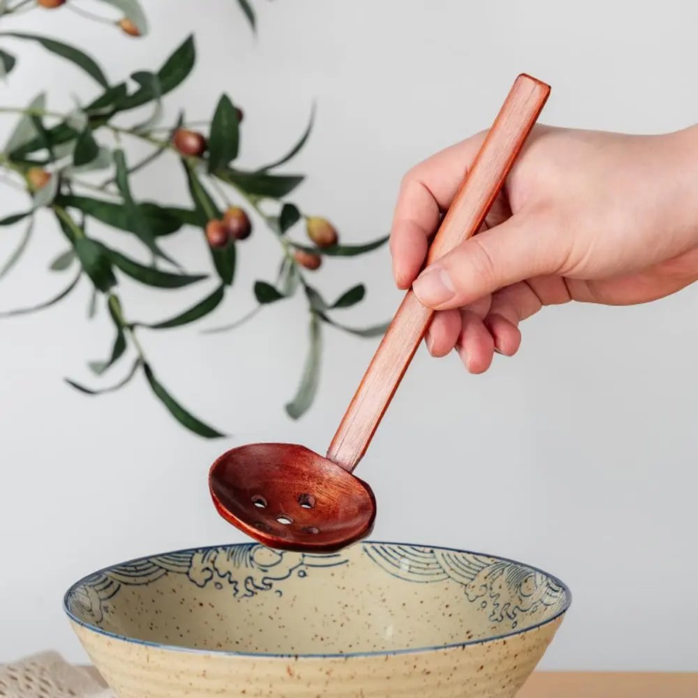 Auswalar Japanese Soup Spoons Wooden Ramen Spoons with Long Handle, 21cm (8.27 in) - Set of 4 - view 6