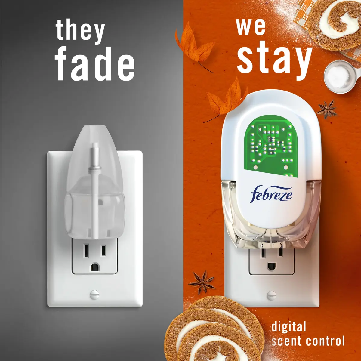 Febreze Fade Defy Plug Air Freshener Refills, Pumpkin Roll Scent, 3.5 Fl Oz (0.87oz x 4 Refills) - view 5