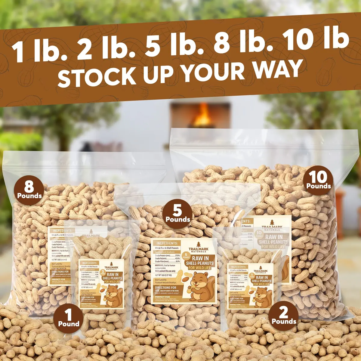 Trailmark Naturals Raw Peanuts for Squirrels & Birds | 2 Pack of 5 Lb Bags (10 Pounds) | Grown in The USA - view 6