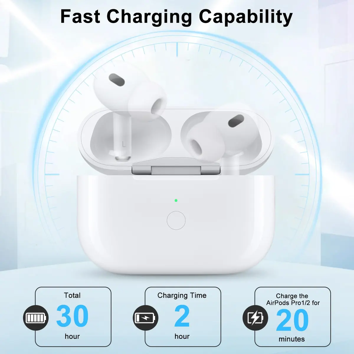 LMQ Wireless Charging Case for AirPods Pro 1st & 2nd Gen | 24 Hours Extended Playtime - view 5