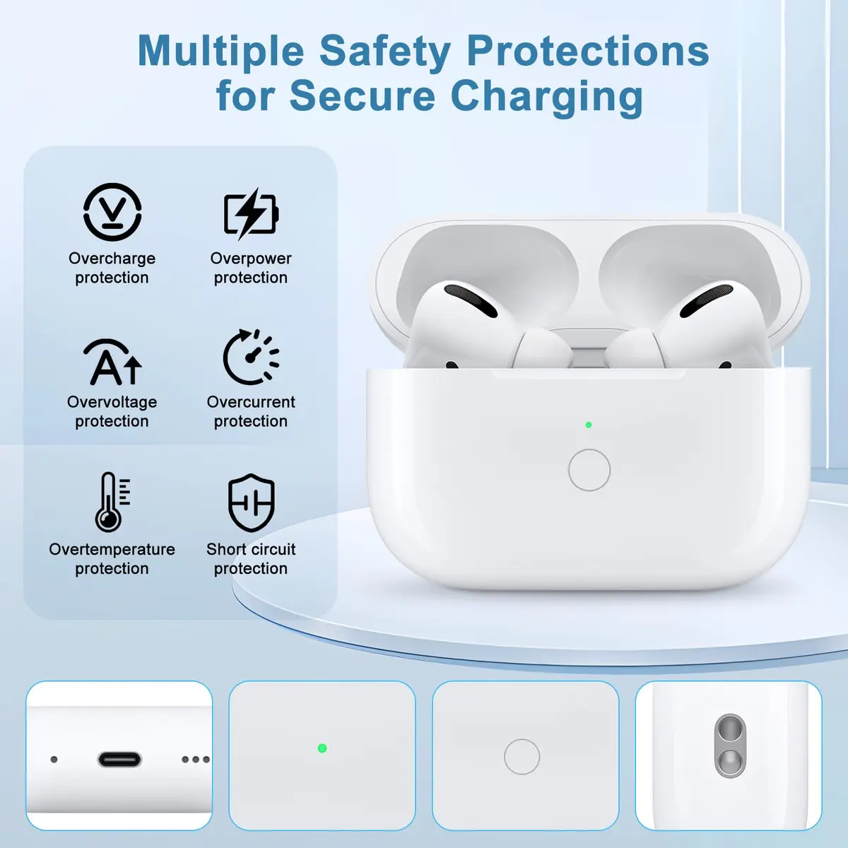 LMQ Wireless Charging Case for AirPods Pro 1st & 2nd Gen | 24 Hours Extended Playtime - view 6