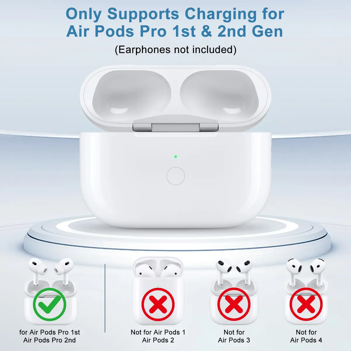 LMQ Wireless Charging Case for AirPods Pro 1st & 2nd Gen | 24 Hours Extended Playtime - view 2