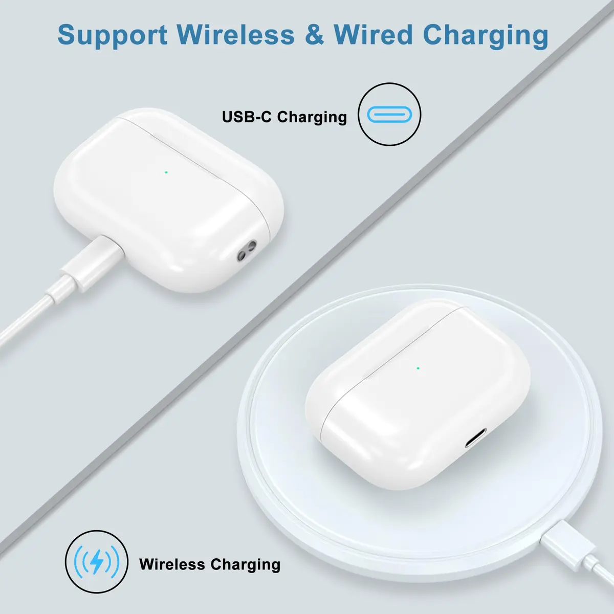 LMQ Wireless Charging Case for AirPods Pro 1st & 2nd Gen | 24 Hours Extended Playtime - view 3