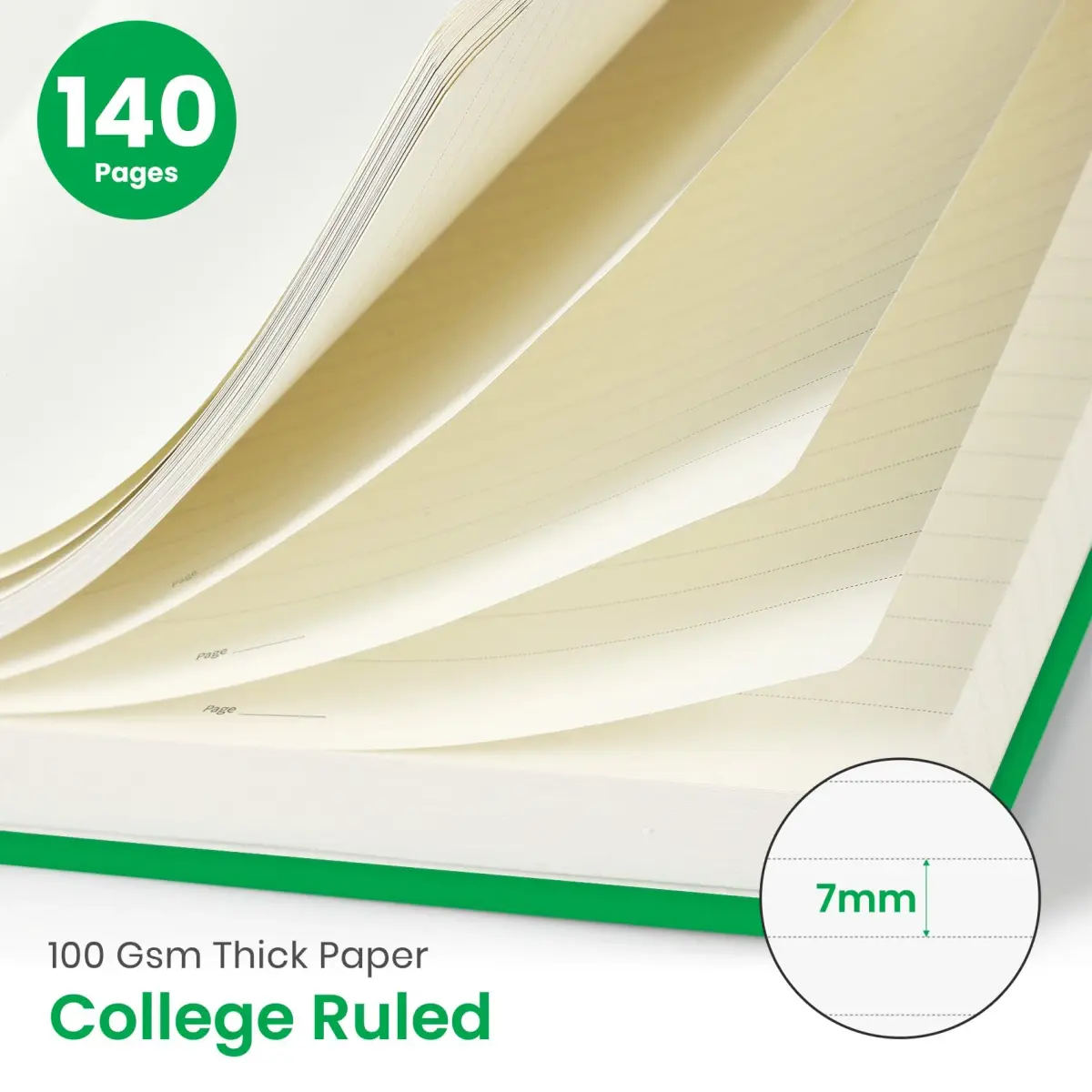Taja Lined Spiral Journal Notebook A5 (5.7" x 7.9") Racing Green | Acid-Free Paper for Smooth Ink Flow - view 2
