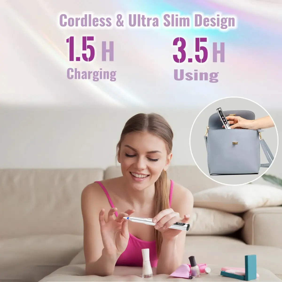Denabuty Cordless Electric Nail Drill 35000RPM | Professional Manicure & Pedicure Kit with LCD Display - view 3