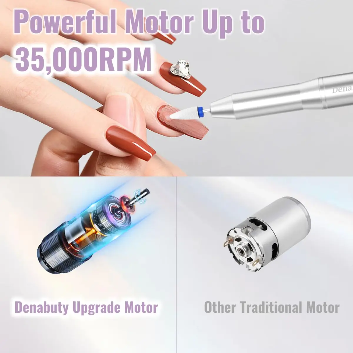 Denabuty Cordless Electric Nail Drill 35000RPM | Professional Manicure & Pedicure Kit with LCD Display - view 4