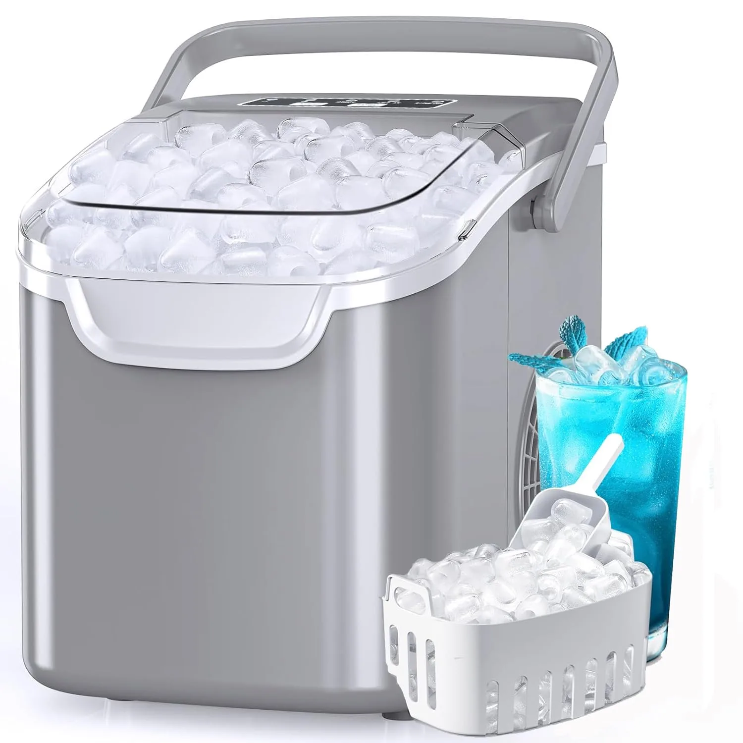 Electactic Countertop Ice Maker Machine, 26lbs/24 Hours, Grey | Compact & Quiet Ice Maker - main product image