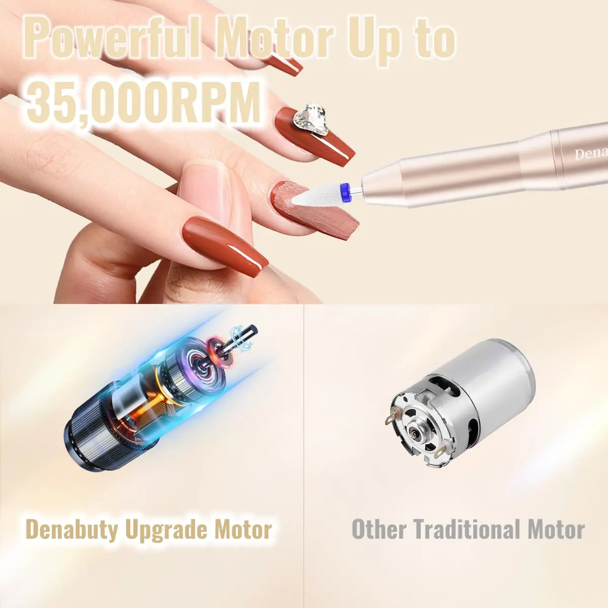 Denabuty Cordless Electric Nail Drill 35000RPM | Portable Manicure & Pedicure Kit with LCD Display - view 4