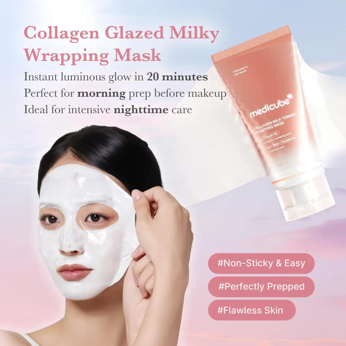 medicube Wrapping Mask Collagen Glazed Milky Glow 75ml (2.53 Fl Oz) | Triple Glow Complex for Radiant Skin - view 3
