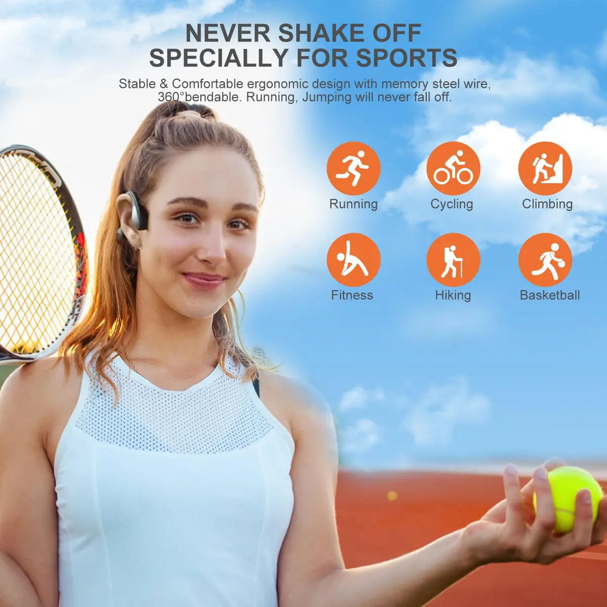 Aamft Bone Conduction Headphones - Bluetooth 6.0 Open Ear Headphones, Comfort Fit Wireless Headphones with Mic, 10hrs Playtime, IPX6 Sweatproof, Lightweight,Premium Loud Sound for Running,Sport,Travel - view 6