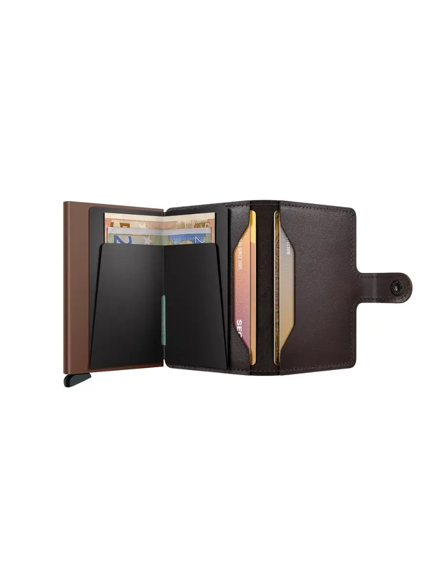 SECRID MiniWallet Original Chocolate Leather RFID Card Case | 6.5cm (2.56in) x 10.2cm (4.02in) x 2.1cm (0.83in) - view 3