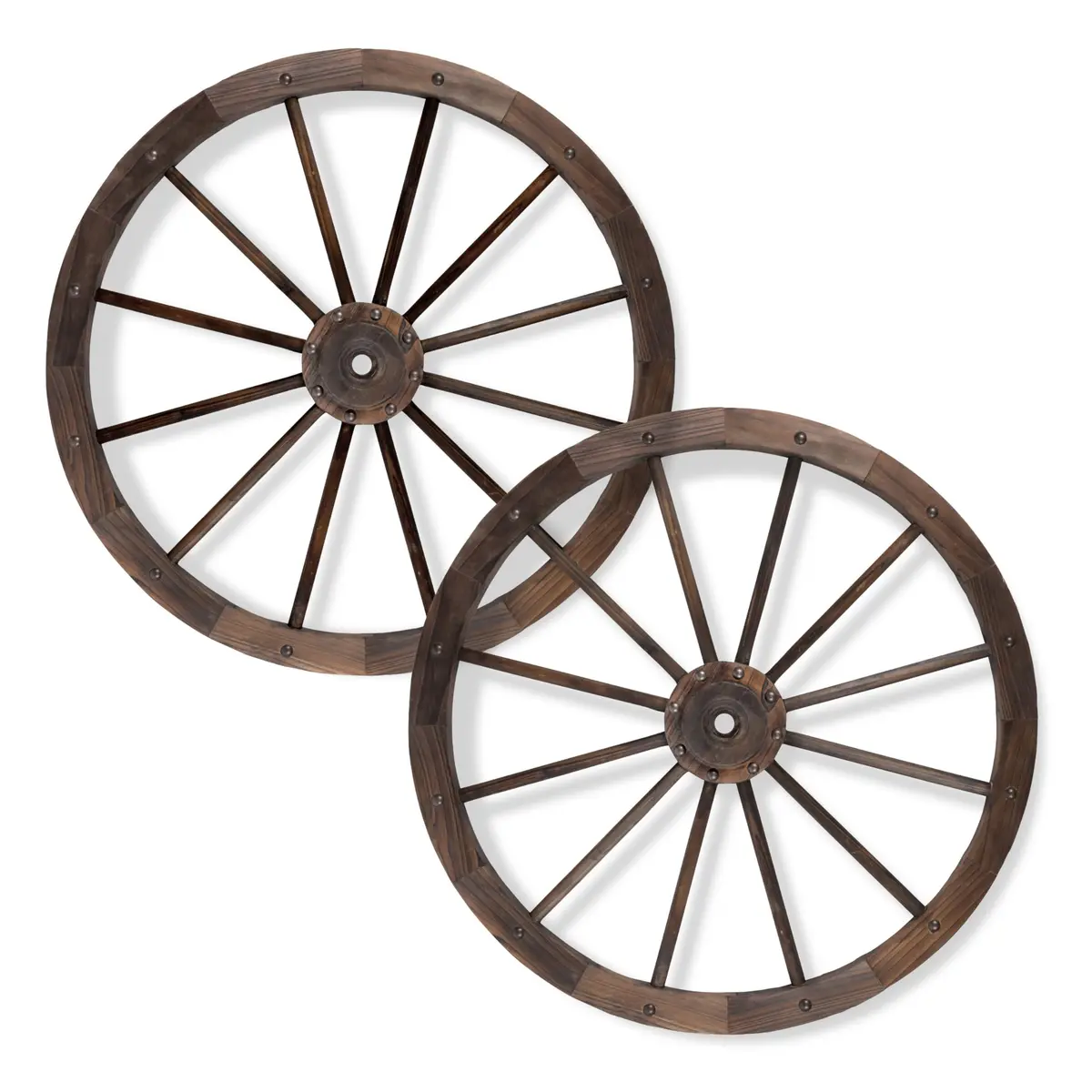 Shine Company 32" Decorative Wagon Wheel Trellis, 2-Pack, Oak | Rustic Outdoor & Indoor Wall Art - main product image