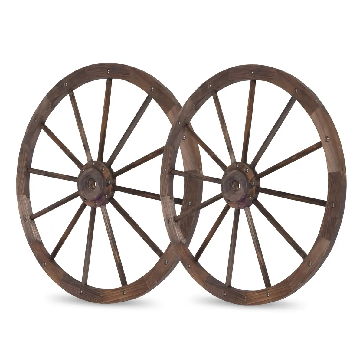 Shine Company 32" Decorative Wagon Wheel Trellis, 2-Pack, Oak | Rustic Outdoor & Indoor Wall Art - view 5