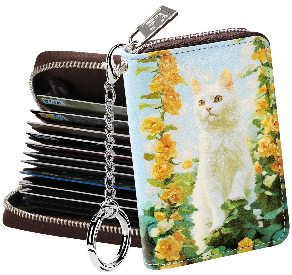 FurArt RFID Blocking Zipper Wallet for Women with Keychain | 11 cm (4.3 in) x 8 cm (3 in) x 2 cm (0.8 in) - main product image