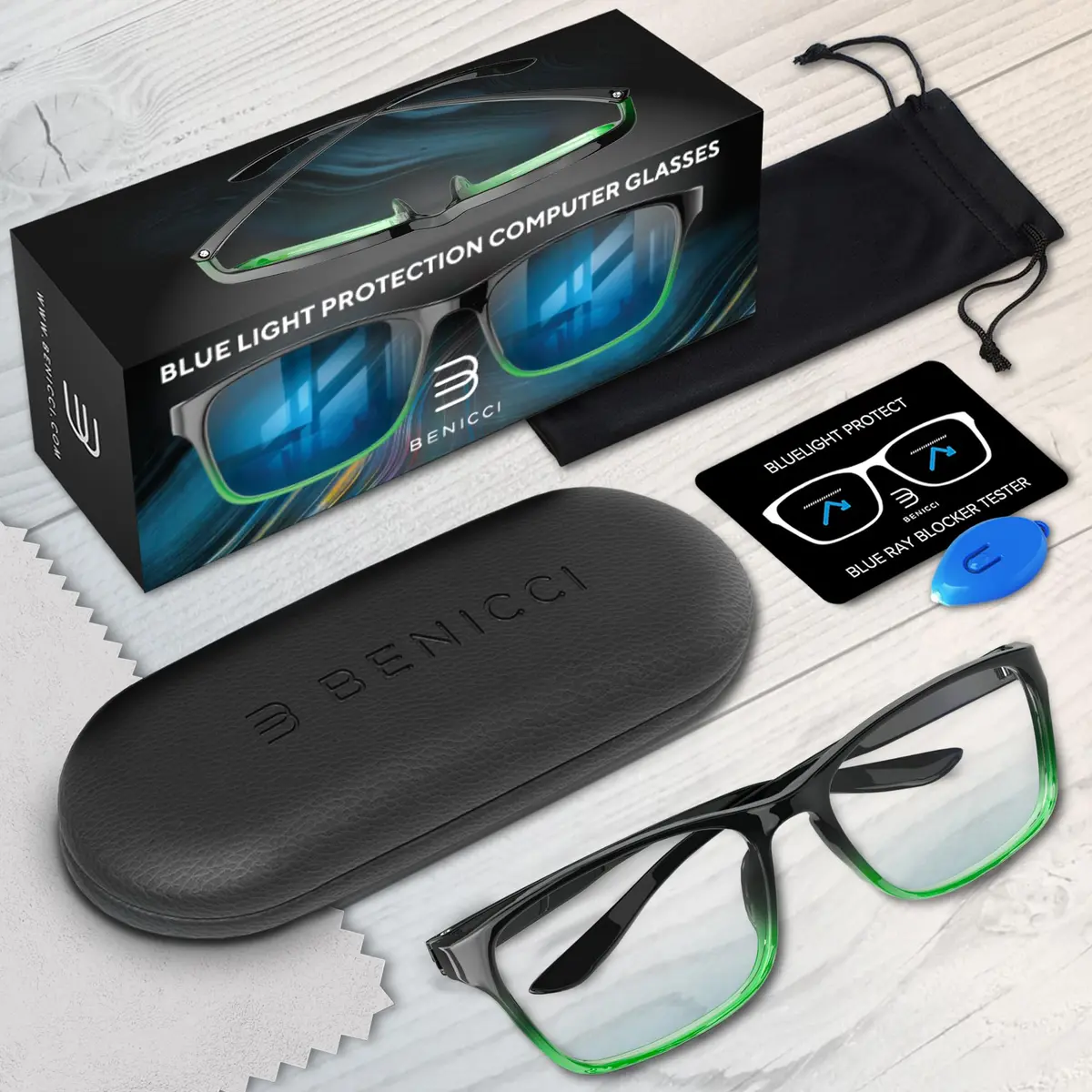 Benicci Blue Light Blocking Glasses for Men & Women | TR90 Plastic Frame, Clear Lenses | Unisex, Lightweight, Includes Case - view 6