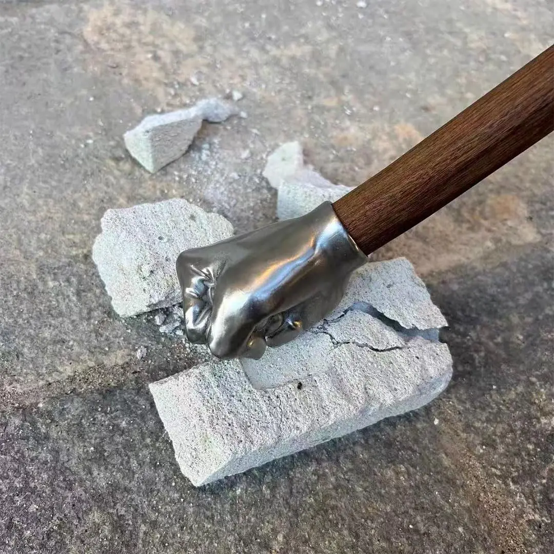 WOZWOZ Fist Hammer Tool 2 Lbs Stainless Steel & Wood | Heavy Duty Impact Tool - view 2