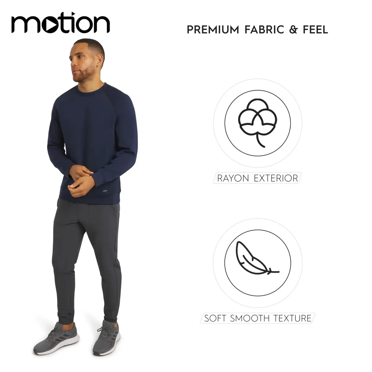 Motion Men's Regular Fit Heavyweight Bonded Fleece Sweatshirt, Navy, X-Large | Versatile Warmth & Durability - view 4