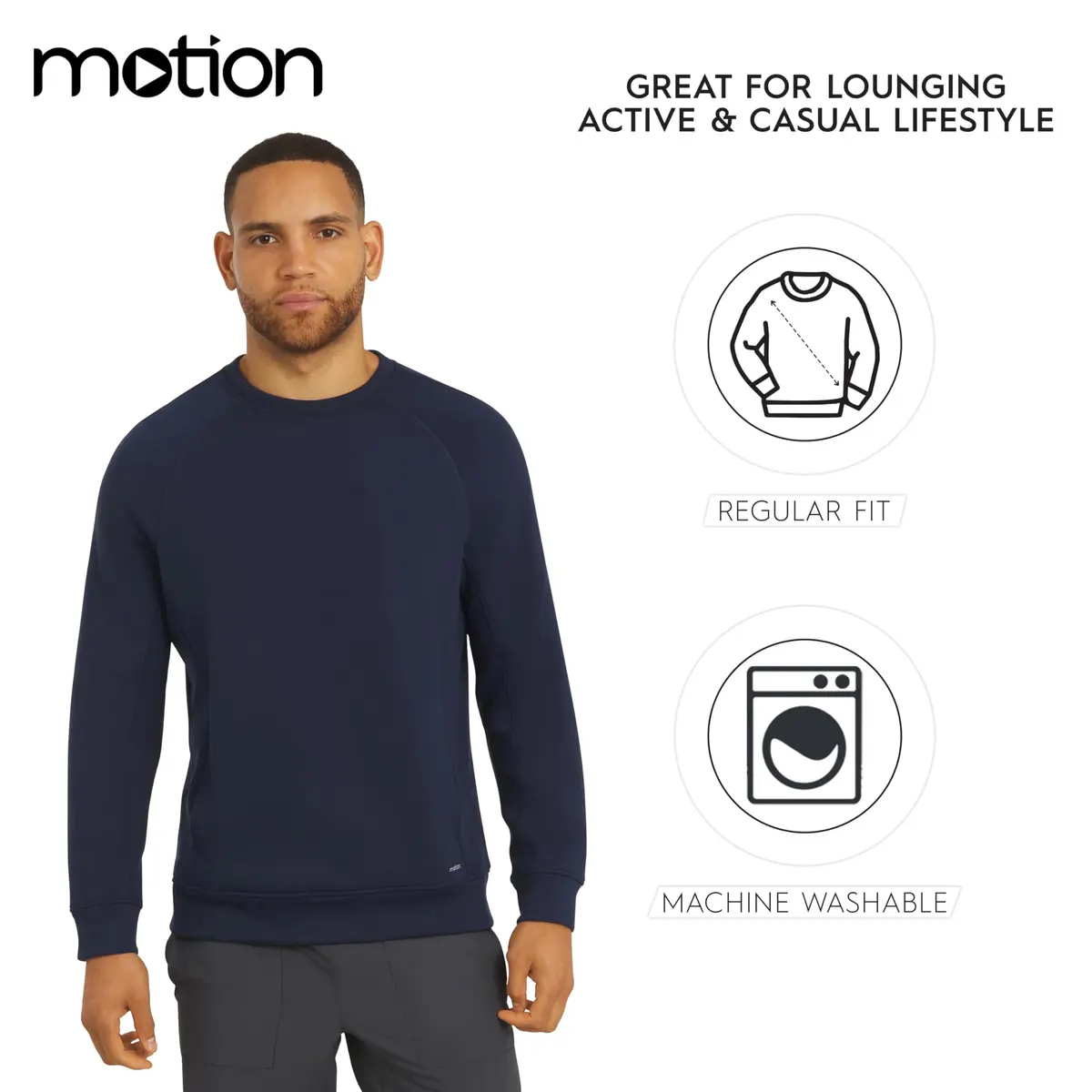 Motion Men's Regular Fit Heavyweight Bonded Fleece Sweatshirt, Navy, Medium | Durable Warmth & Versatility - view 6
