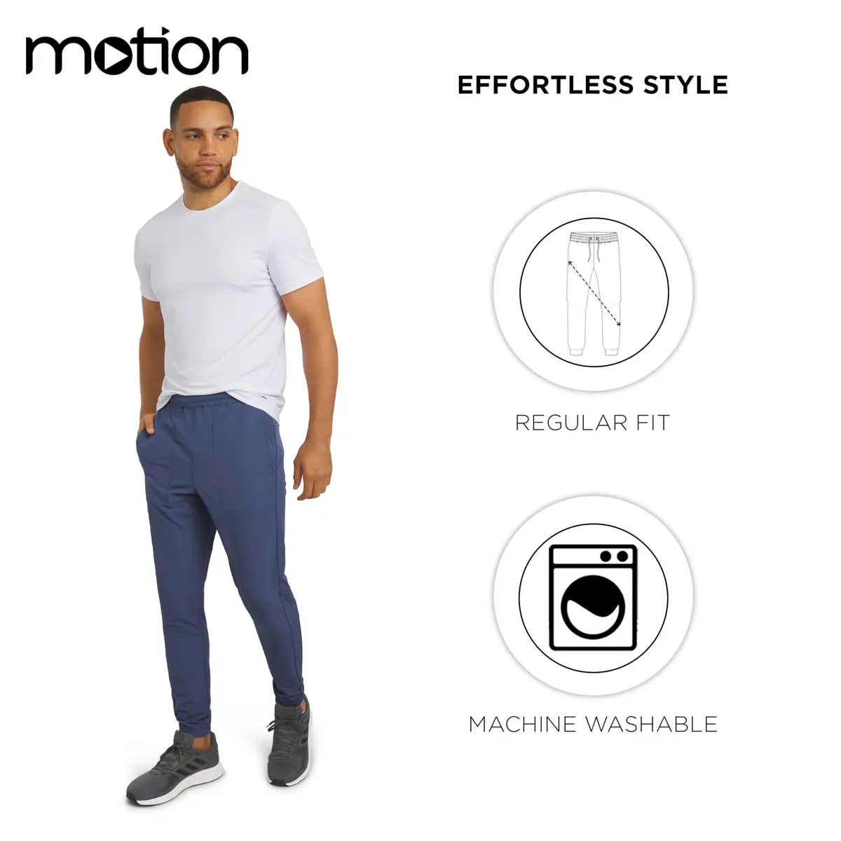 Motion Men's Regular Fit Active Performance Midweight Woven Jogger Pants, Vintage Indigo, Small | Versatile, Breathable & Durable - view 5