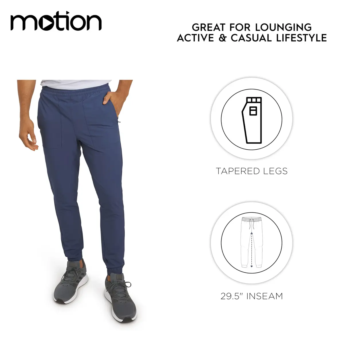 Motion Men's Regular Fit Active Performance Midweight Woven Jogger Pants, Vintage Indigo, Small | Versatile, Breathable & Durable - view 6