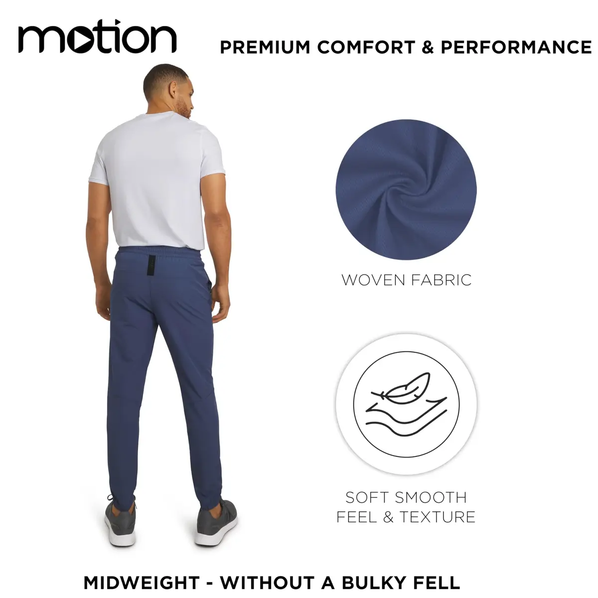 Motion Men's Regular Fit Active Performance Midweight Woven Jogger Pants, Vintage Indigo, Small | Versatile, Breathable & Durable - view 2