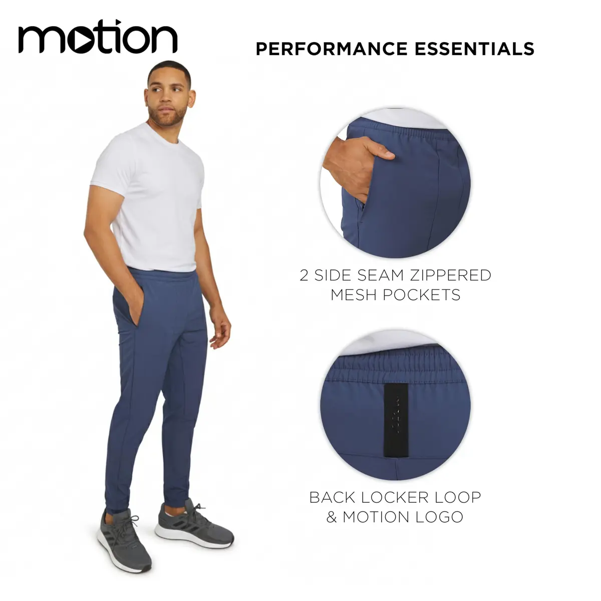 Motion Men's Regular Fit Active Performance Midweight Woven Jogger Pants, Vintage Indigo, Small | Versatile, Breathable & Durable - view 3