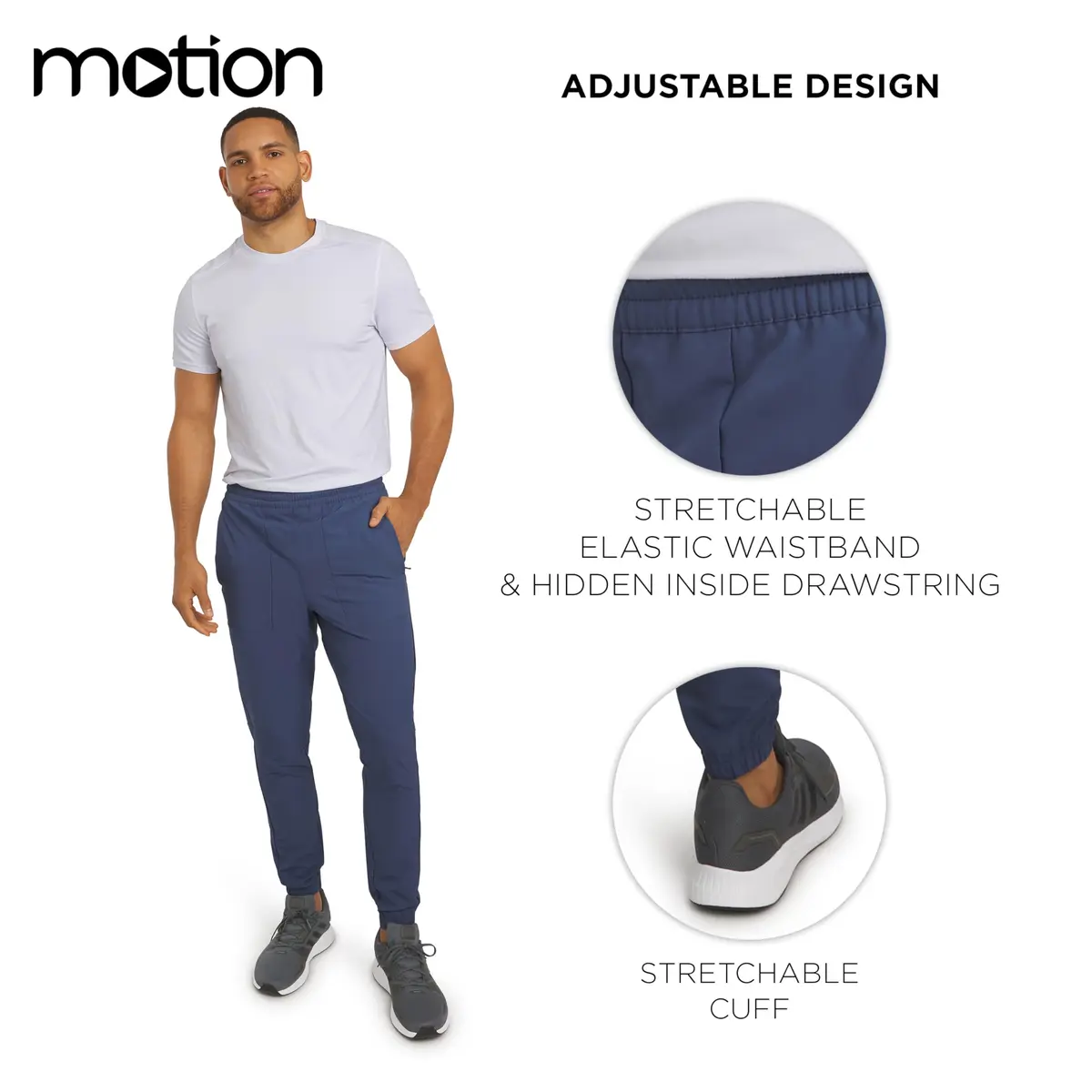 Motion Men's Regular Fit Active Performance Midweight Woven Jogger Pants, Vintage Indigo, Small | Versatile, Breathable & Durable - view 4