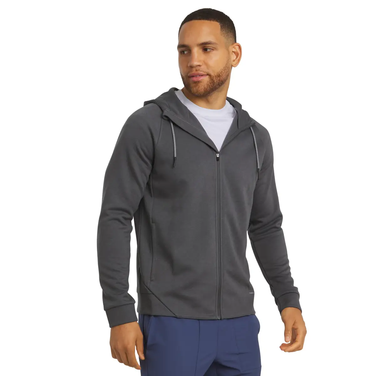 Motion Men's Regular Fit Active High Performance Heavyweight Jacquard Mesh Full Zip Hoodie, Charcoal, Large | Versatile & Durable - main product image