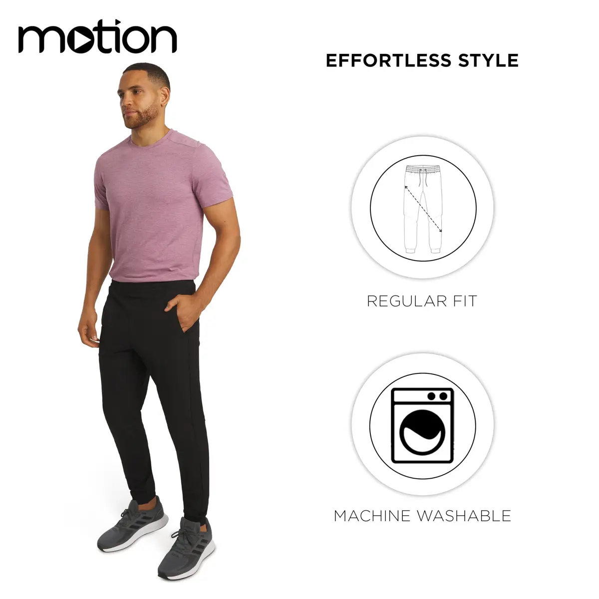 Motion Men's Regular Fit Active Performance Midweight Woven Jogger Pants, Black Onyx, X-Large | Breathable, Durable & Comfortable - view 5