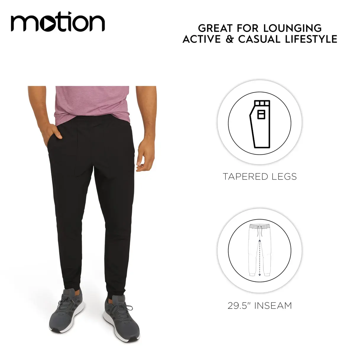 Motion Men's Regular Fit Active Performance Midweight Woven Jogger Pants, Black Onyx, X-Large | Breathable, Durable & Comfortable - view 6