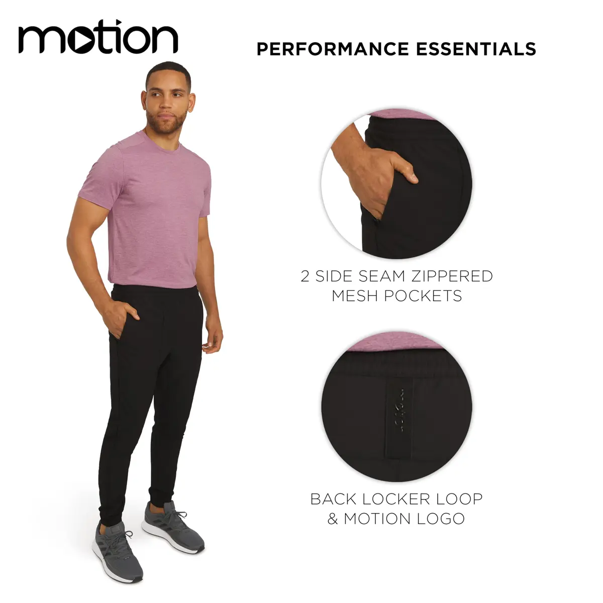 Motion Men's Regular Fit Active Performance Midweight Woven Jogger Pants, Black Onyx, Large | Versatile & Durable Activewear - view 3