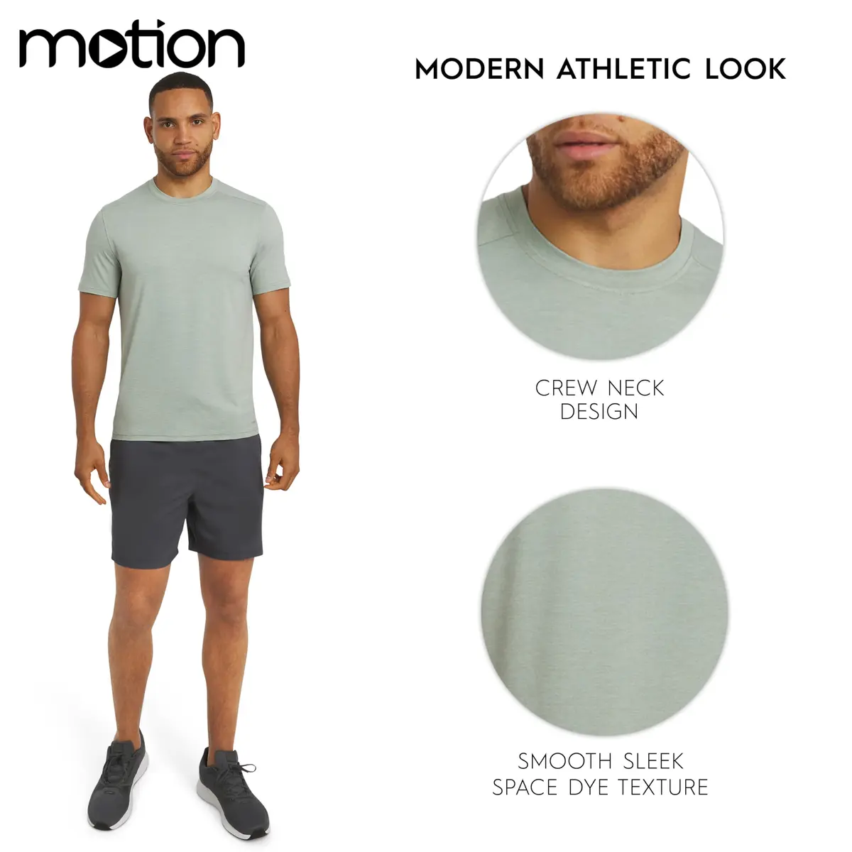 Motion Men's Slim Fit Tee Active Performance Super Soft Stretchable T-Shirt, Dusty Palm, Large - view 6