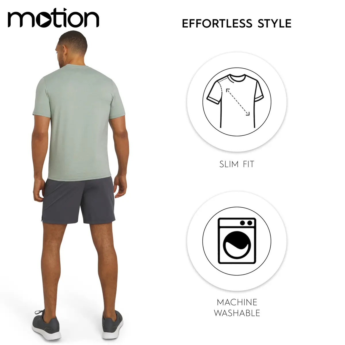Motion Men's Slim Fit Tee Active Performance Super Soft Stretchable T-Shirt, Dusty Palm, Large - view 7