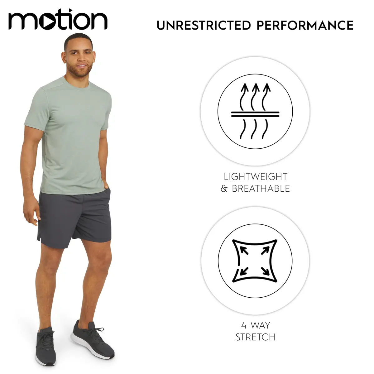 Motion Men's Slim Fit Tee Active Performance Super Soft Stretchable T-Shirt, Dusty Palm, Large - view 4